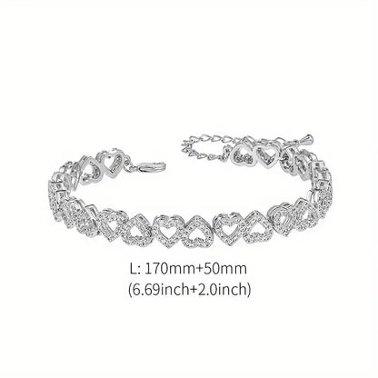 Elegant Shining Cubic Zirconia Heart Bracelet